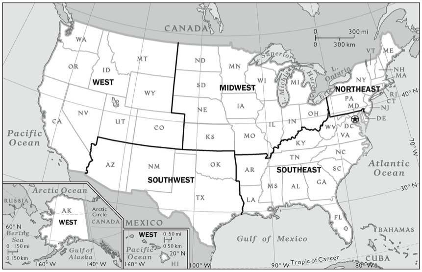 united states regions map online christian colleges